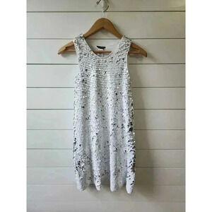 Girls Size M (10/12) Marciano White and Silver Sequin Formal Party Dress